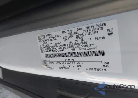 2019 Ford Transit-350 Xlt from USA, damaged, VIN 1FBZX2ZM6KKA25842